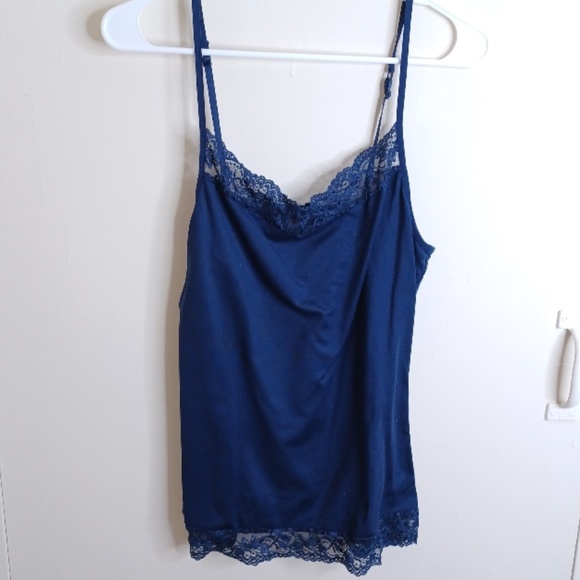 APT 9 Essentials. Floral Lace Jacquard Lace Cami Slip Top. Large. Dark Navy - Picture 2 of 14